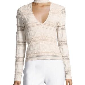Cinq à Sept Cream Lace V-Neck Blouse